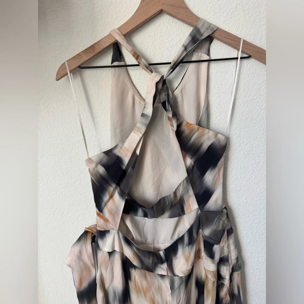 NWT $425 REISS [ 8 US ] Gisele Strappy Back Midi Dress in Smudge Print - Picture 5 of 11